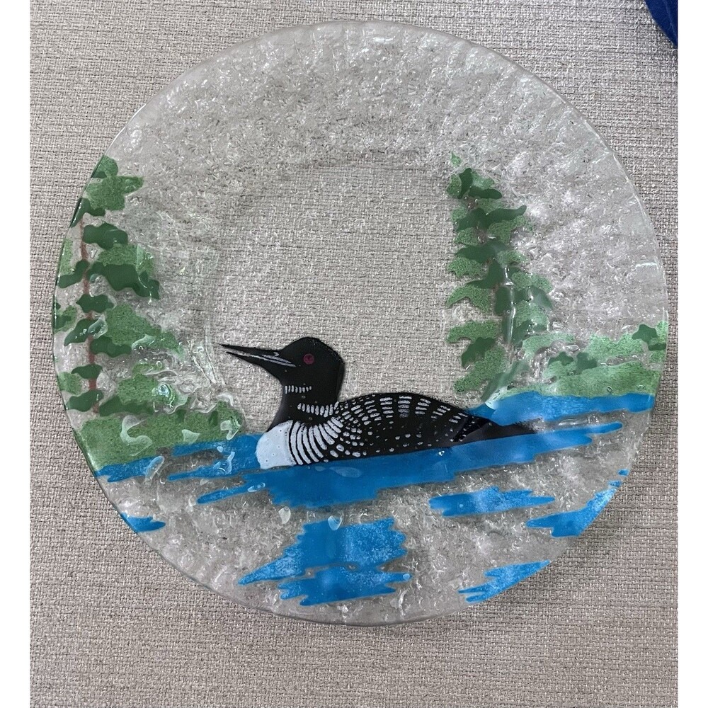 Fused Glass Plate Duck Water Fowl Artist Signed 10 Inch Dinner Plate